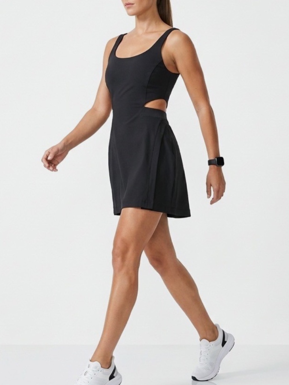 Outdoor Voices Court Cutout Exercise Tennis Dress Black Navy Blue XS